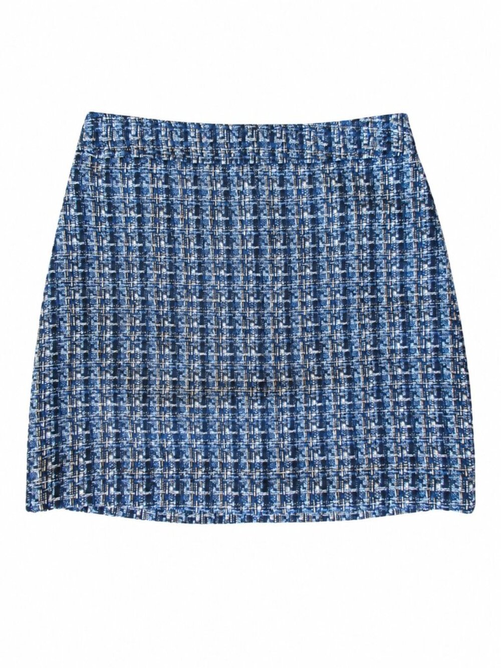 NWT J.Crew Tweed Mini Skirt Blue Tan Lined | 10